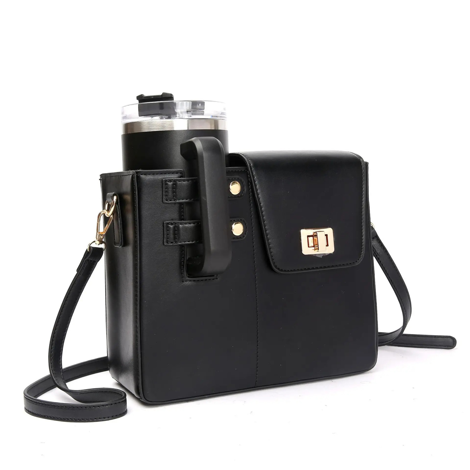 Portable outdoor beverage bottle bag multifunctional leather cup holder storage bag shoulder crossbody bottle bag 250809