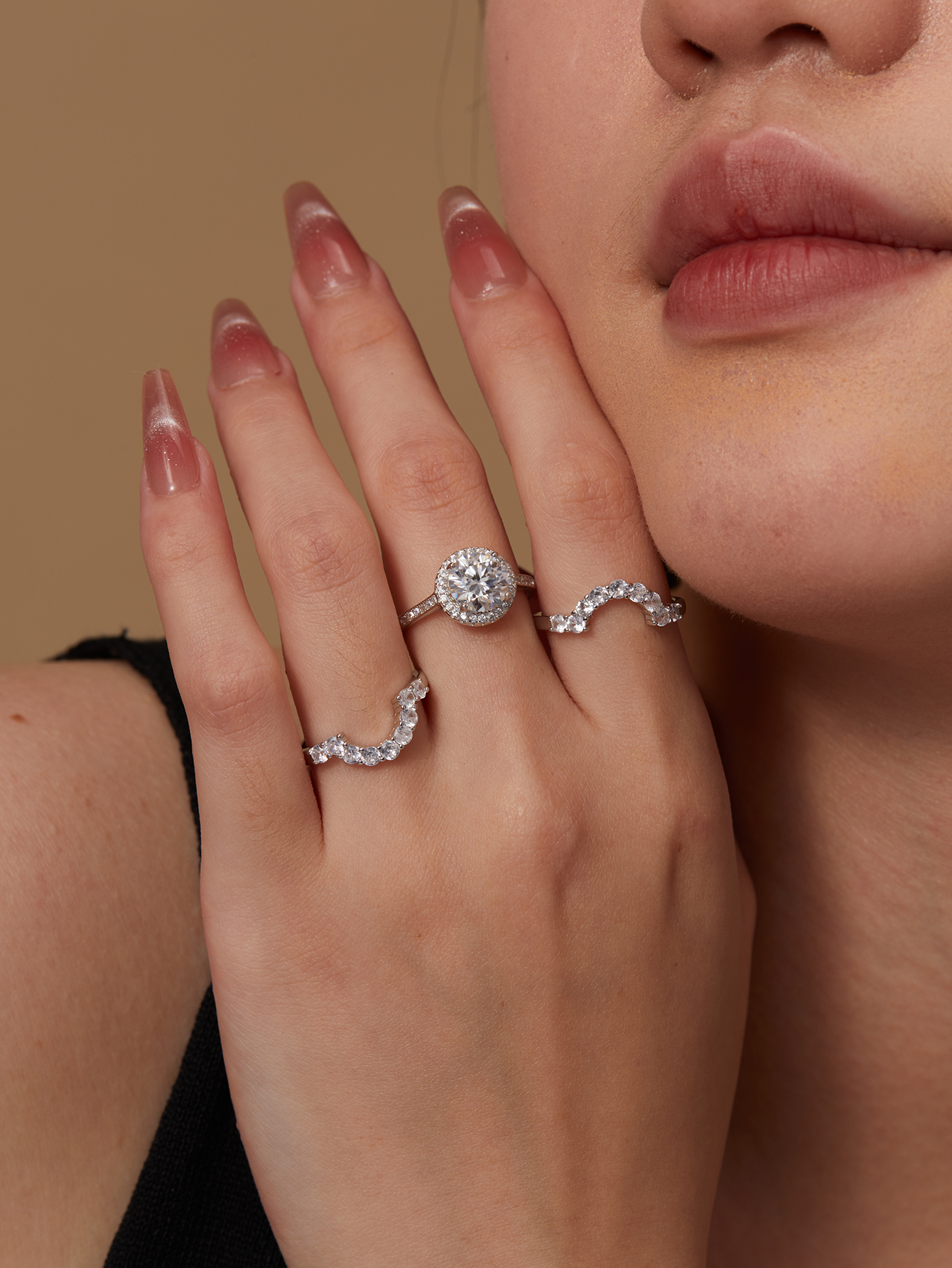 MT 925 Sterling Silver Round Cut Moissanite for Women D Color VVS1 Engagement & Wedding Ring Set Anniversary, Wedding Ceremony, Valentine's Day J