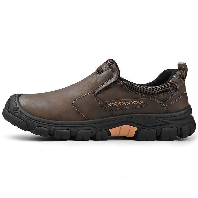 Thick Sole Wear-Resistant Closed-Toe Outdoor Hiking Work Casual Men's Leather Shoes