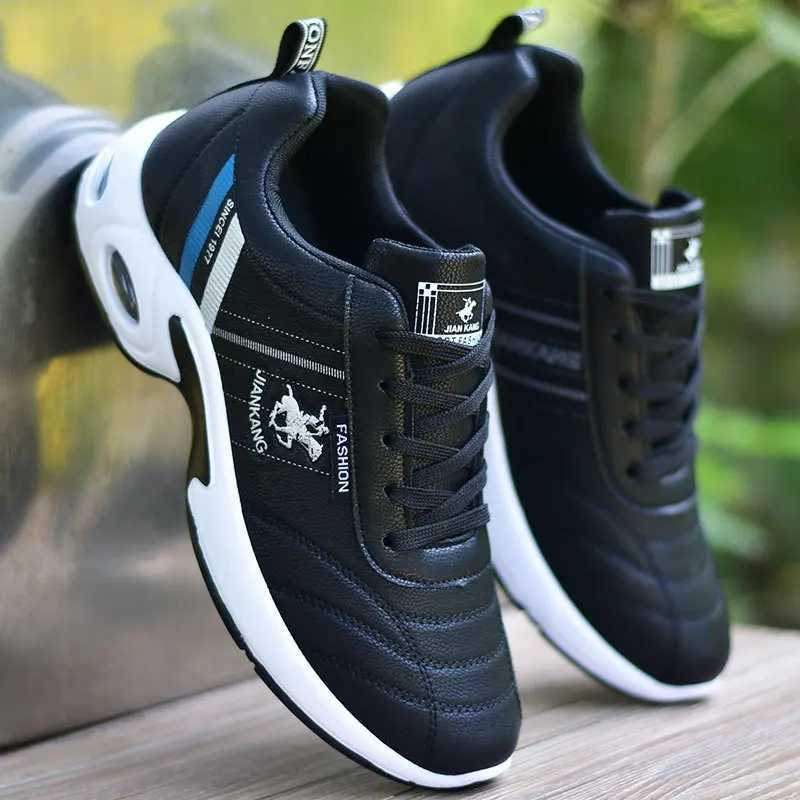 2025 new leather waterproof sports shoes mens running shoes white mens air cushion white casual shoes Z250812