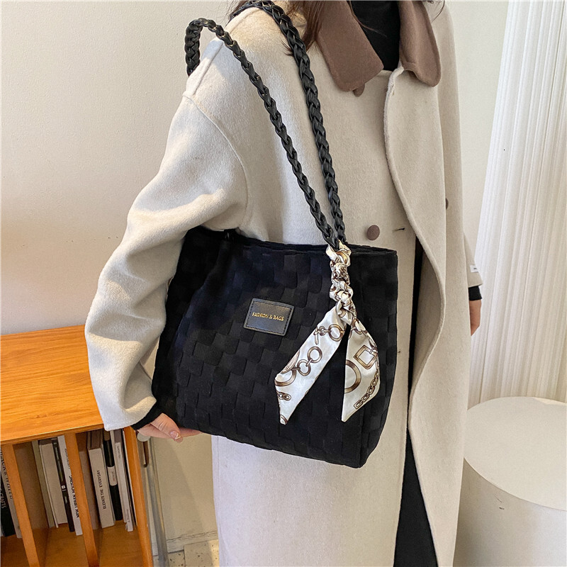 Autumn Winter New Large Capacity Women Casual Stylish Canvas Shoulder Textured Class Commute Tote Bag ddmymarket