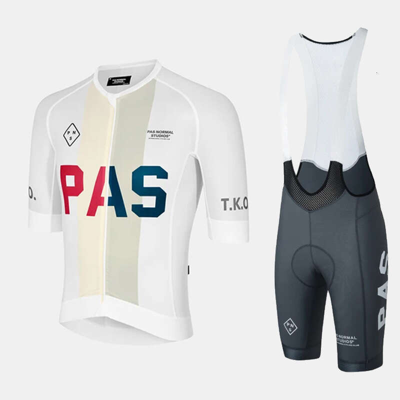 New PAS Cycling Jersey Short Sleeve Set Road Bike Simple Solid Color Comfortable Elastic Bib