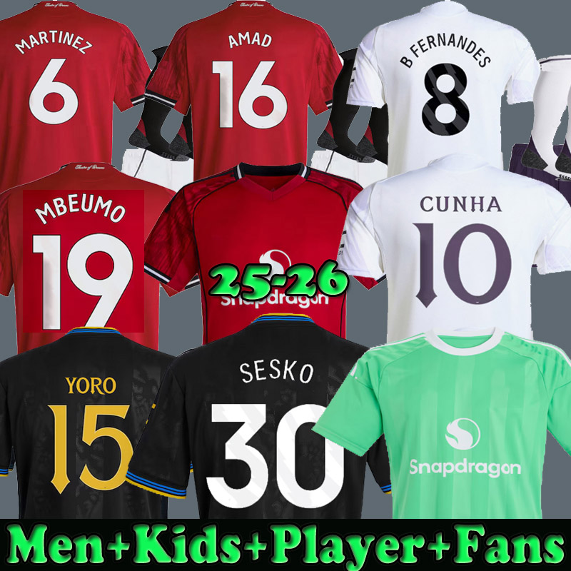 2025 2026 Mbeumo HOJLUND MAINOO MOUNT football shirt Soccer Jersey Pre match Cunha Yoro MARTINEZ CASEMIRO Sesko B. FERNANDES 24 25 26 kit kids player fans women