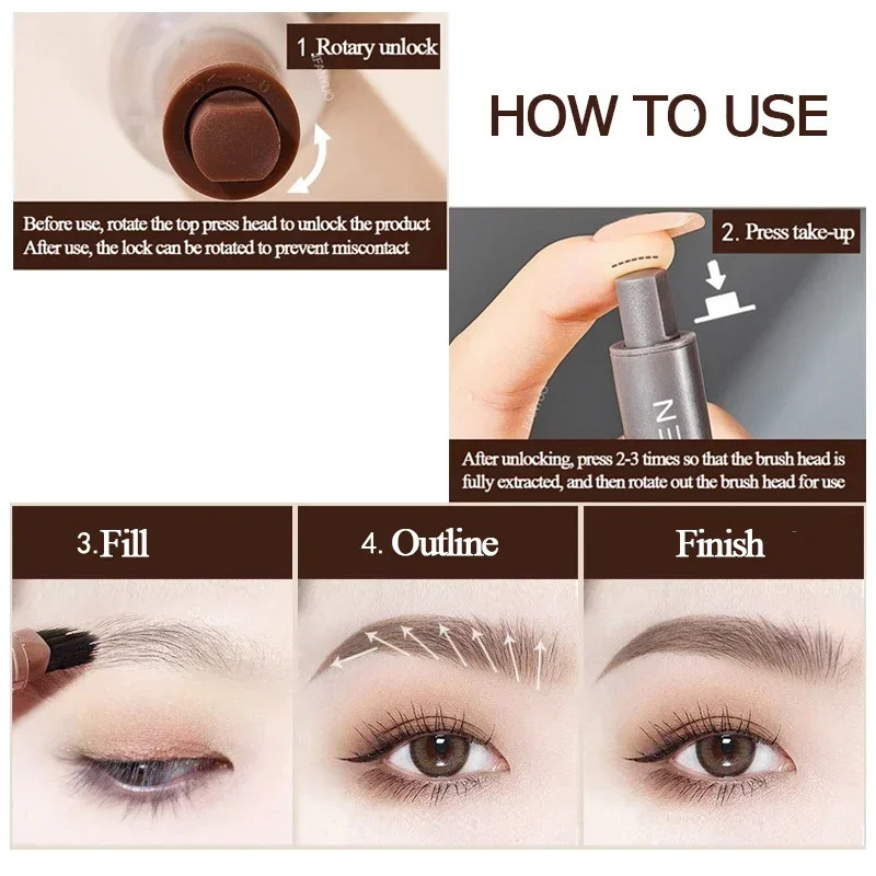 3D Dye Eyebrow Pencil Hairline -smudge Waterproof Lasting Black Brown Brows Large Brush Natural Wild Eyebrow Enhancers Cream 250809