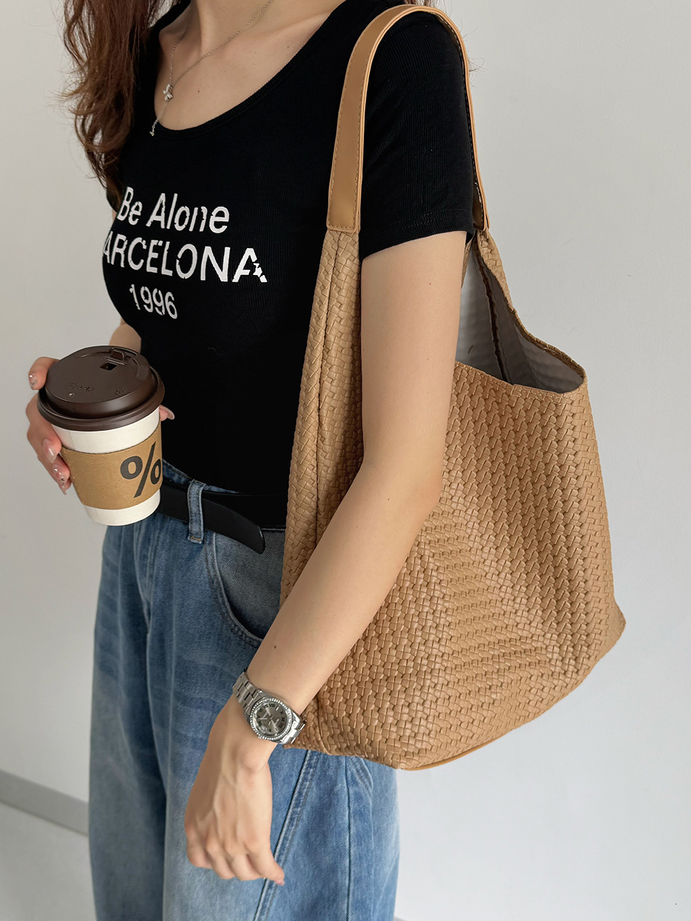 Korean Niche Woven Women s Tote Casual Underarm Large Capacity Letter Shoulder Bag ddmymarket