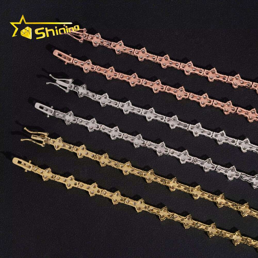 Hot Selling Gold Plated Necklace 3mm Sier Corss Moissanite Tennis Chain GRA Certificated Custom Chains for Men Women