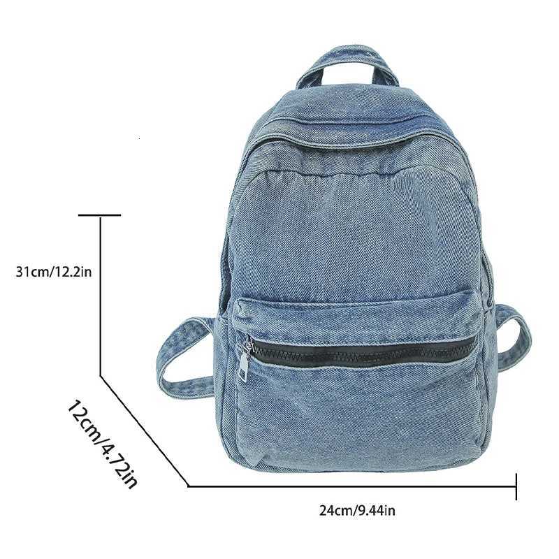 A classic popular solid color denim backpack comfortable fabric large capacity suitable for business travel commuting shoppin Y250811