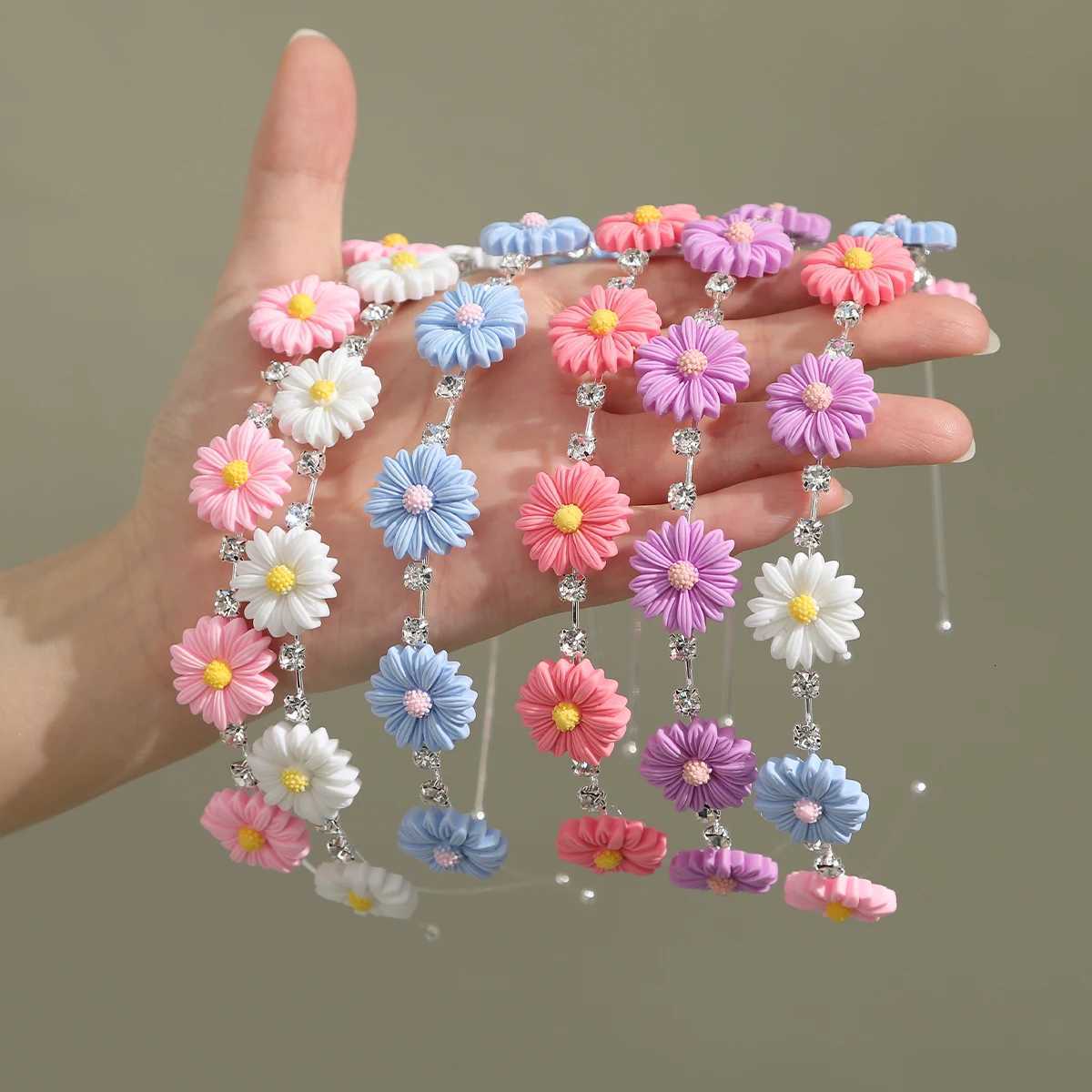 Suower Band Girls Beach Flower Hair Hoops Hairbands Summer Sweet Rhinestone Bands Fashion Hair Accessories X250812