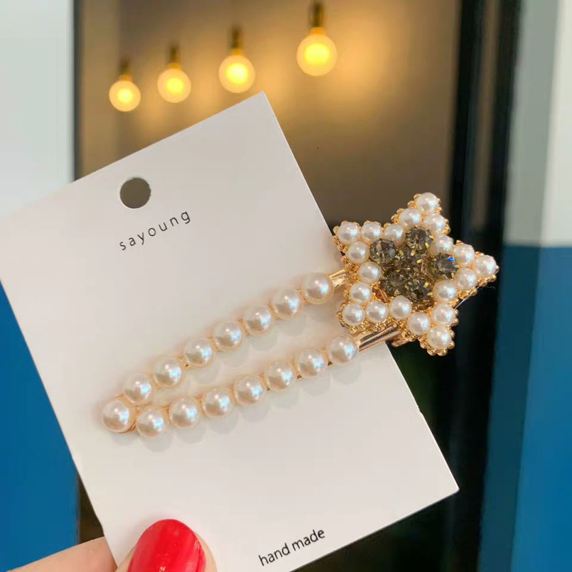 Super Fairy Crystal Full Diamond Heart Baroque Pearl Hair Sweet Princess Style Duckbill Bangs Clip