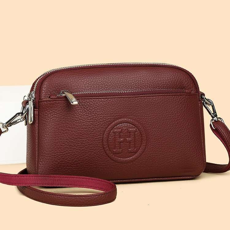 Women's Phone Crossbody 2025 New Versatile Simple Korean Style Letter Leather Fashion Zipper Bag