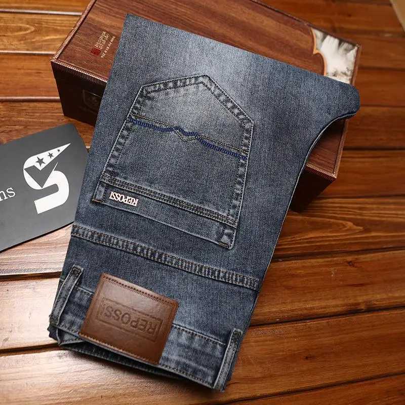 Fashionable light luxury minimalist jeans mens stretch slim fit casual versatile business small leg denim pants X250812