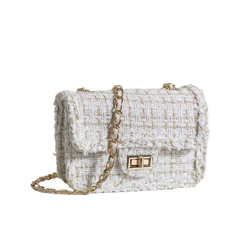 Designer Bags Trendy Tweed Chain Strap Small Square Women's New High-End underarm Crossbody Faionable Oulder Bag, small style chain bag high end 