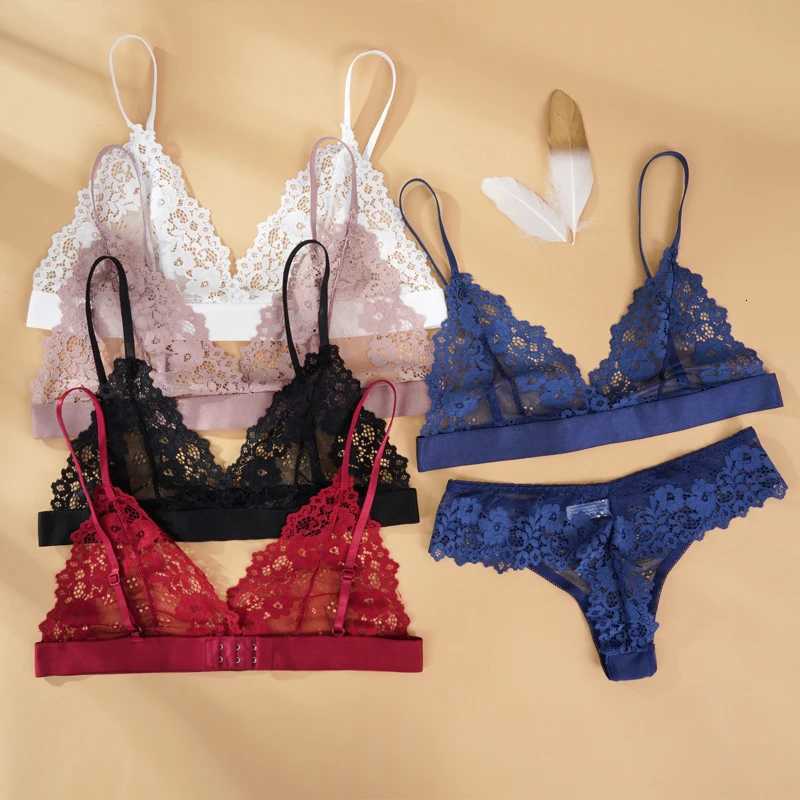 Sexy Lace Bra Sets Summer Womens Ultra-thin Lingerie Suit Brief Transparent No Wire Bra Breathable Intimate Underwear ExoticXJ250812