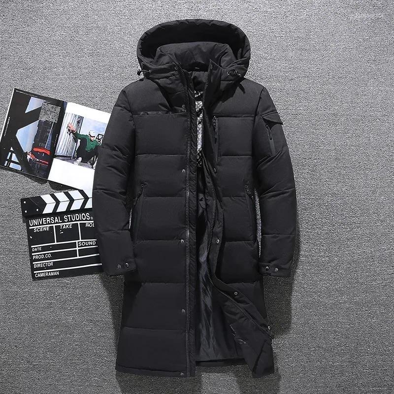 Men's Down Winter Jacket Thick Thermal Waterproof Coat High-quality Long 80% White Duck Hooded Male Parka 5XL