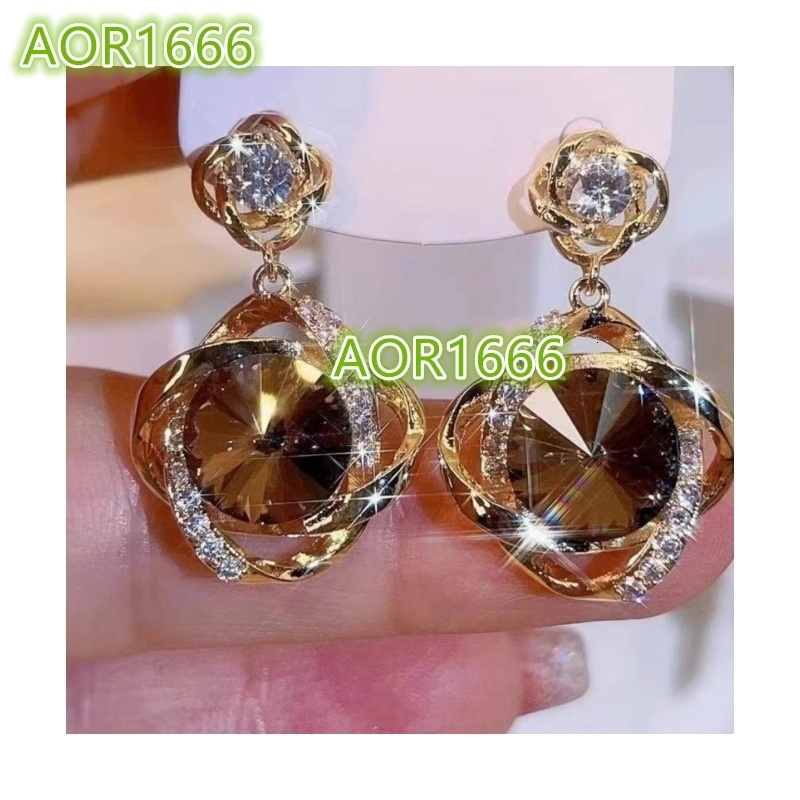 Wholesale Hot Sale Luxury Fashion Jewelry Gold Plated Crystal Diamond Drop Pendant All-match Silver Needle Women Earrings