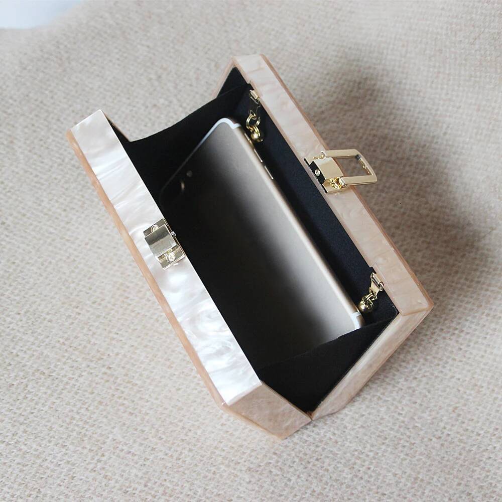 New Fashion Accessory Women Beige Acrylic Candy Solid Dinner Handbag Woman Wedding Evening Bag Trendy Party Box Clutch Purse
