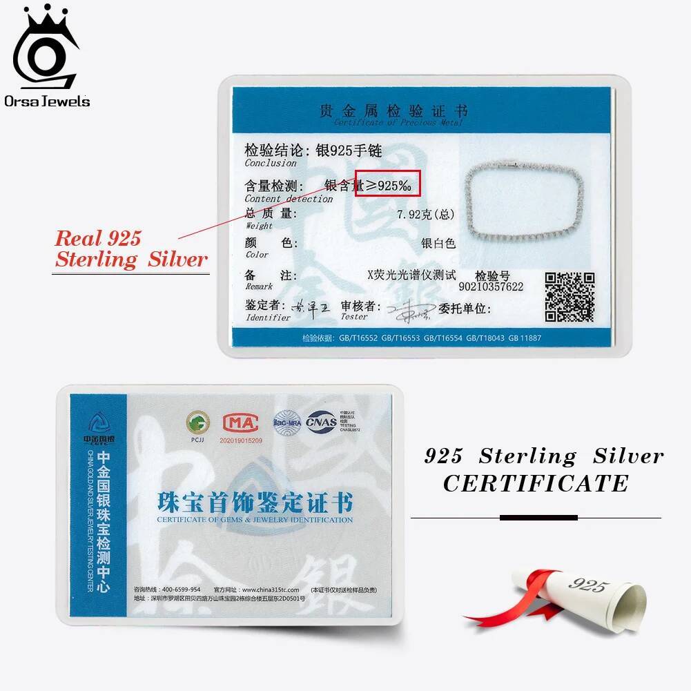 ORSA JEWELS Authentic Sterling Sier Tennis Bracelet Moulding Process Hanmade High-end Hand Chain for Man Woman SB128