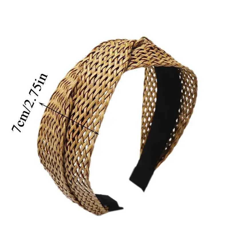 Bohemian Style Straw Band Weaving Cross Knotted Hair Band Wen Girl Handmade Wide Band Travel Holiday Hair Accessories X250812