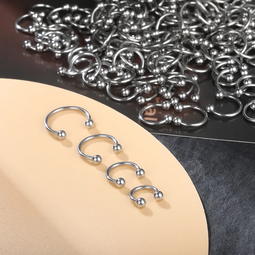 100Pcs/lot Stainless Steel Horseshoe Septum Piercing Lot Horseshoe Nose Piercing Ring Nose Ring Horseshoe Earring Cartilage 250807
