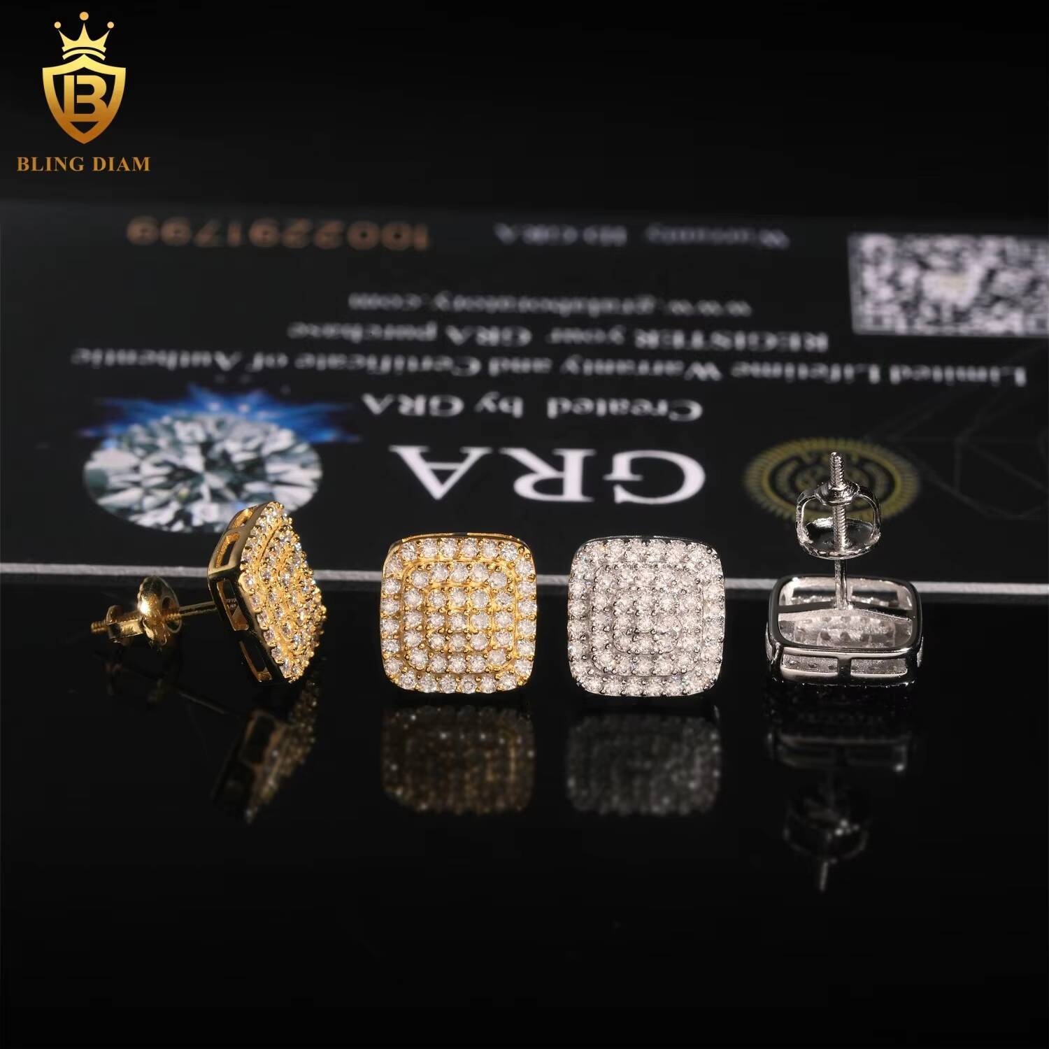 Wholesale Price Iced Out 925 Sterling Silver Diamond VVS Moissanite Stud Earrings