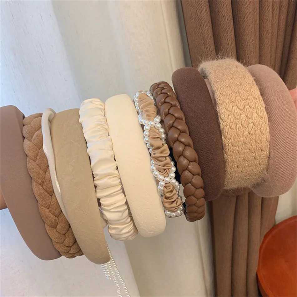 Trendy Wide Hair Bands For Women Dress Solid Color Cloth Band Bezel Girls Hairband Hair Hoop Female Hair Accessories X250812