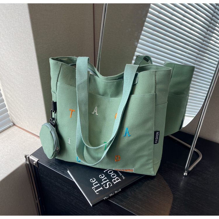 New Canvas Casual Artistic Printed Letter Personalized Large Capacity Single Shoulder Handheld Underarm Tote Bag for Women ddmymarket