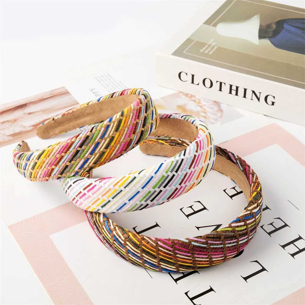 Vintage Straw Weave Band For Wen Raffia Hairbands Girls Stripe Hair Hoop Band Turban Bezel Women Fashion Hair Accessories X250812