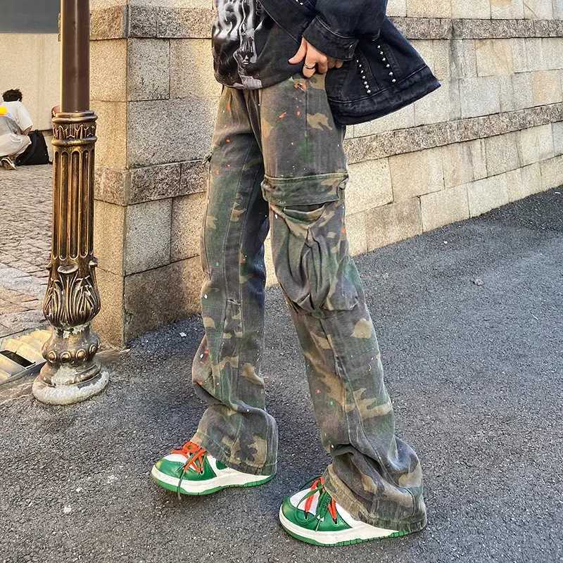 2022 New Fashion Camouflage Baggy Tracksuit Cargo Pants For Men Inkjet Side Pockets Sports Joggers Women Casual Loose Trousers X250812