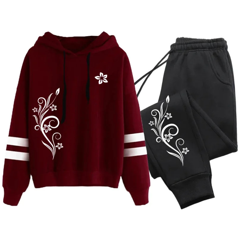in Womens Tracksuit Vintage Pattern Printing Sweatshirt Pants Set and Single Pcs Stripe Hoodies Casual Womens Clothing 250805