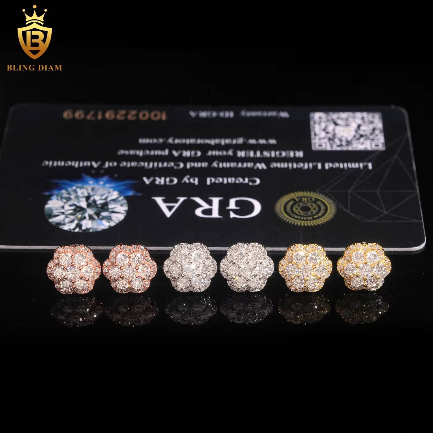 Pass Diamond Tester 925 Sterling Silver VVS Moissanite Hip Hop Custom Stud Earrings