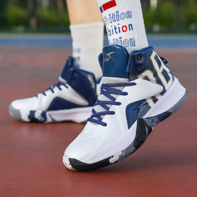 Free shipping Autumn Winter New Leather Basketball Shoes for Men and Women, Youth Large Size Sports Competition Boots, Grippy Non-Slip Sound