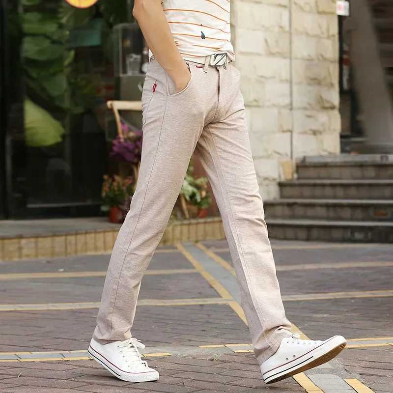 Summer Thin Mens Casual Pants Straight-Leg Loose-Fit Linen Trousers Youth Mens Pants Direct From Manufacturer Wholesale W250812