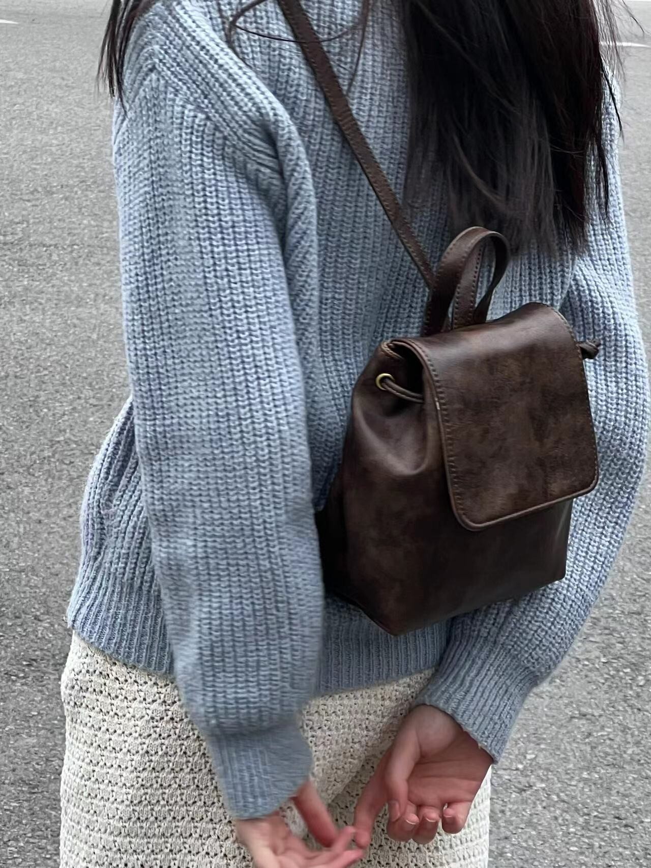 Designer Bag Tote Bag Same Style Texture Compact Retro American Brown Luxury Bag Backpack New Ins Simple Versatile Shoulder Bag