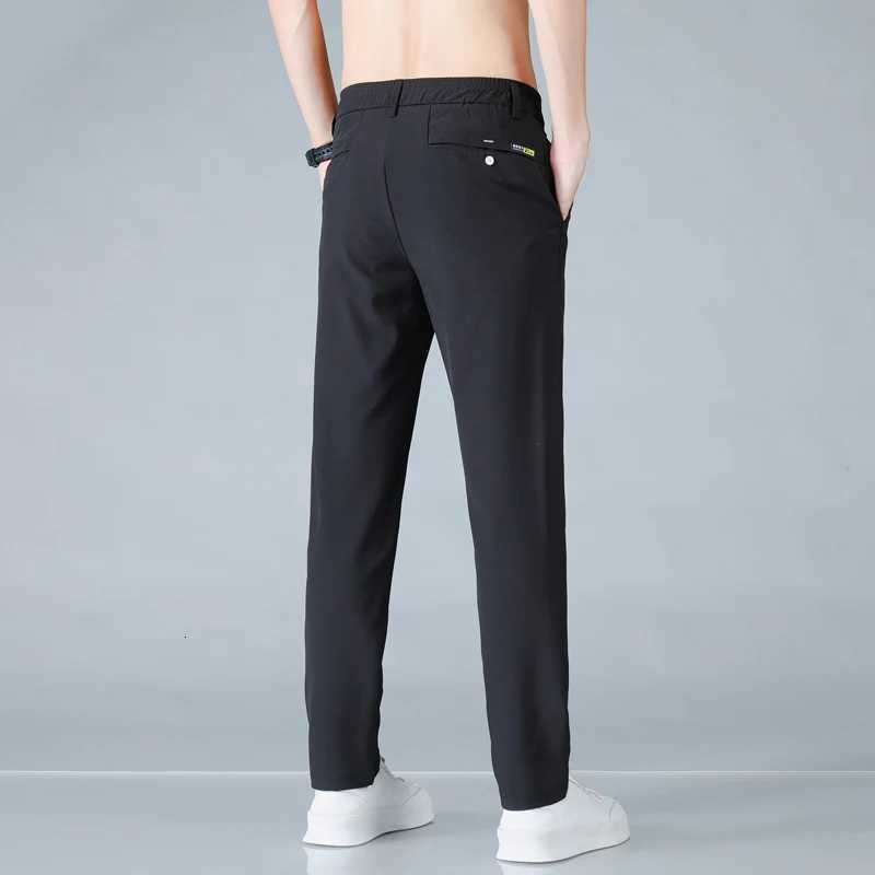 2025 Spring Summer Ultra-thin Mens Casual Pants Slim Straight Leg Elastic Waist Sports Jogging Trousers Fashion Men Golf Pants W250812