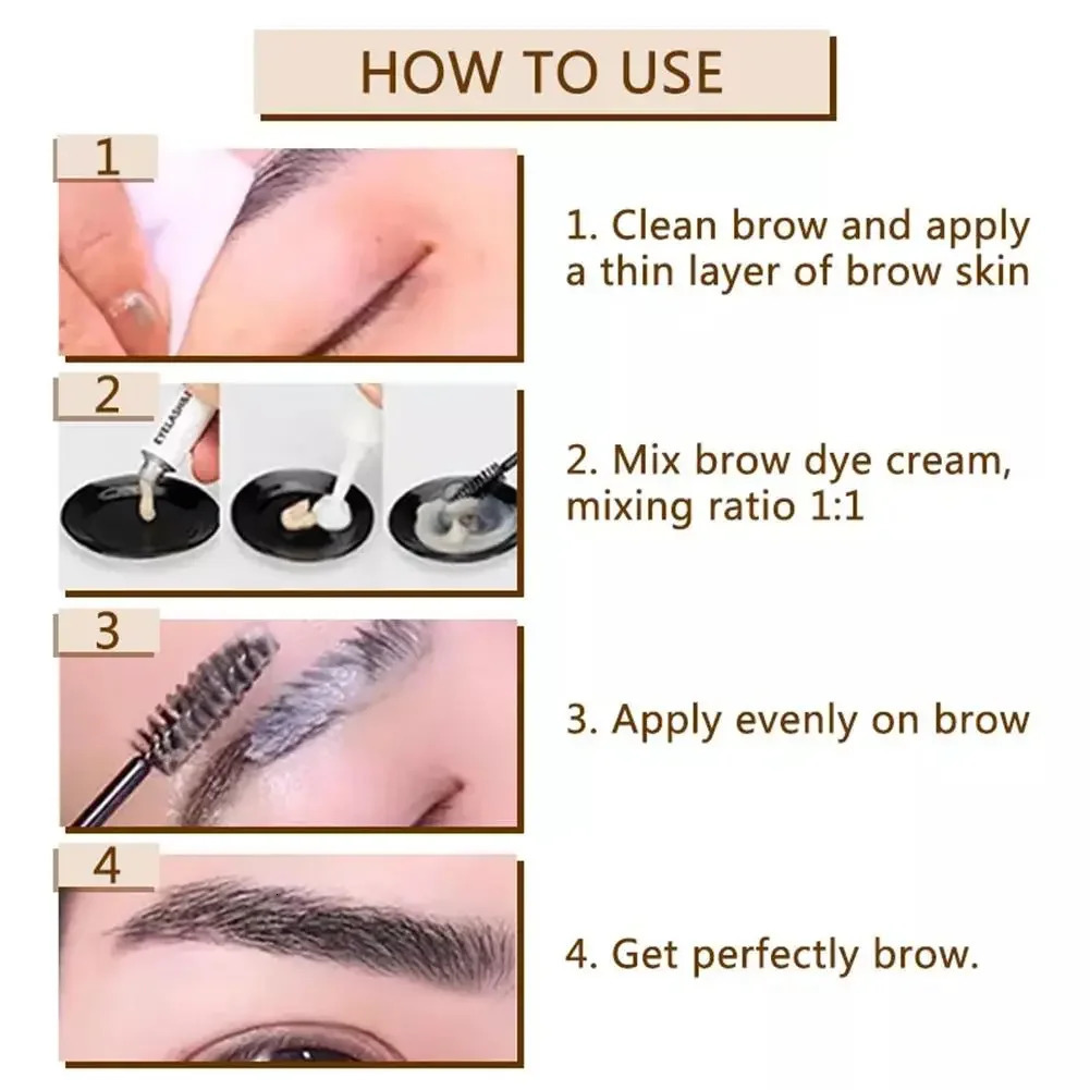 15-Minute Fast Henna Eyelash Eyebrow Dye Tint Professional Easy Dye Gel Eyelash Brown Black Color Tint Cream Kit Eyebrows Suit 250809