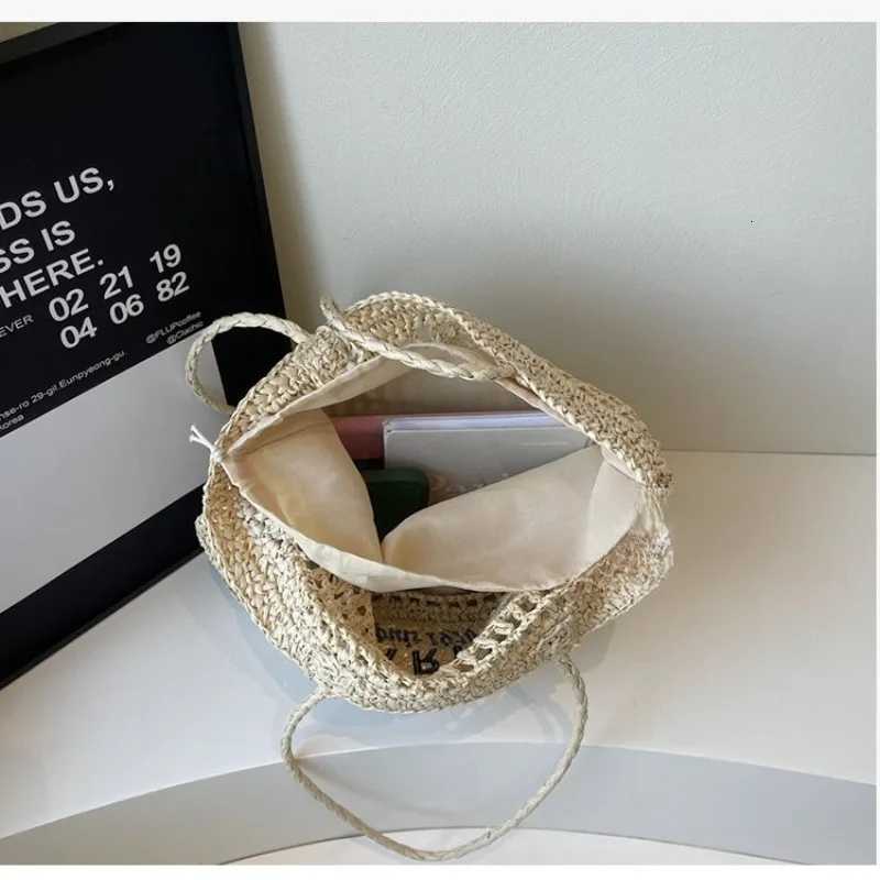 Woven Shoulder Bag Women Hollow Straw Womens Shoulder Bags Fashion Letter Embroidery Handbag Lady Large Capacity Beach Bags Z250812