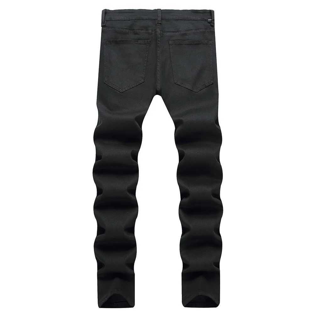 Men Classic Pure Black Jeans All Match Stretch Denim Pants Casual Slim Straight Trousers X250812