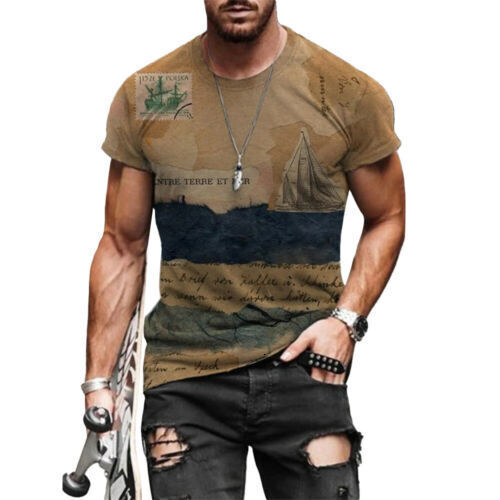 3D Digital Printing Short Sleeve Top Men's T-Shirt Clothing