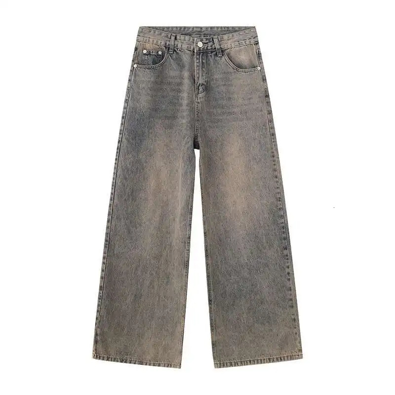 IEFB Spring Mens Baggy Jeans Worn Out Loose Wide Leg Denim Pants Chic Distressed Streetwear Vintage Male Trousers 9C 250811