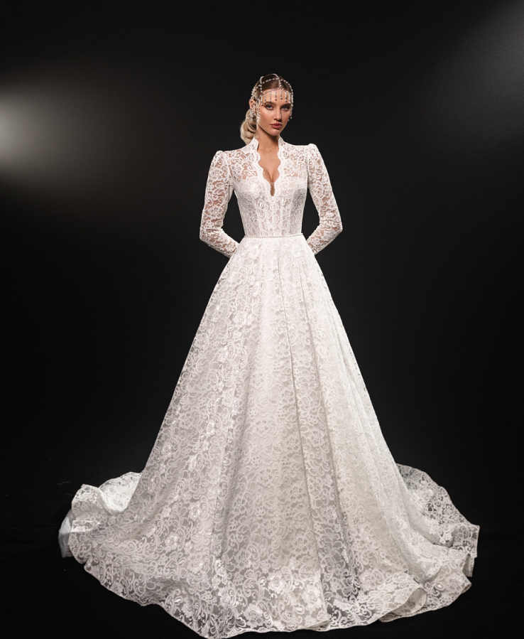 Luxury Princess Wedding Dresses Puffy Skirt Long Sleeve Tulle Lace Crystal Beaded Bridal Gown New Design Custom Made Vestidos De Novia