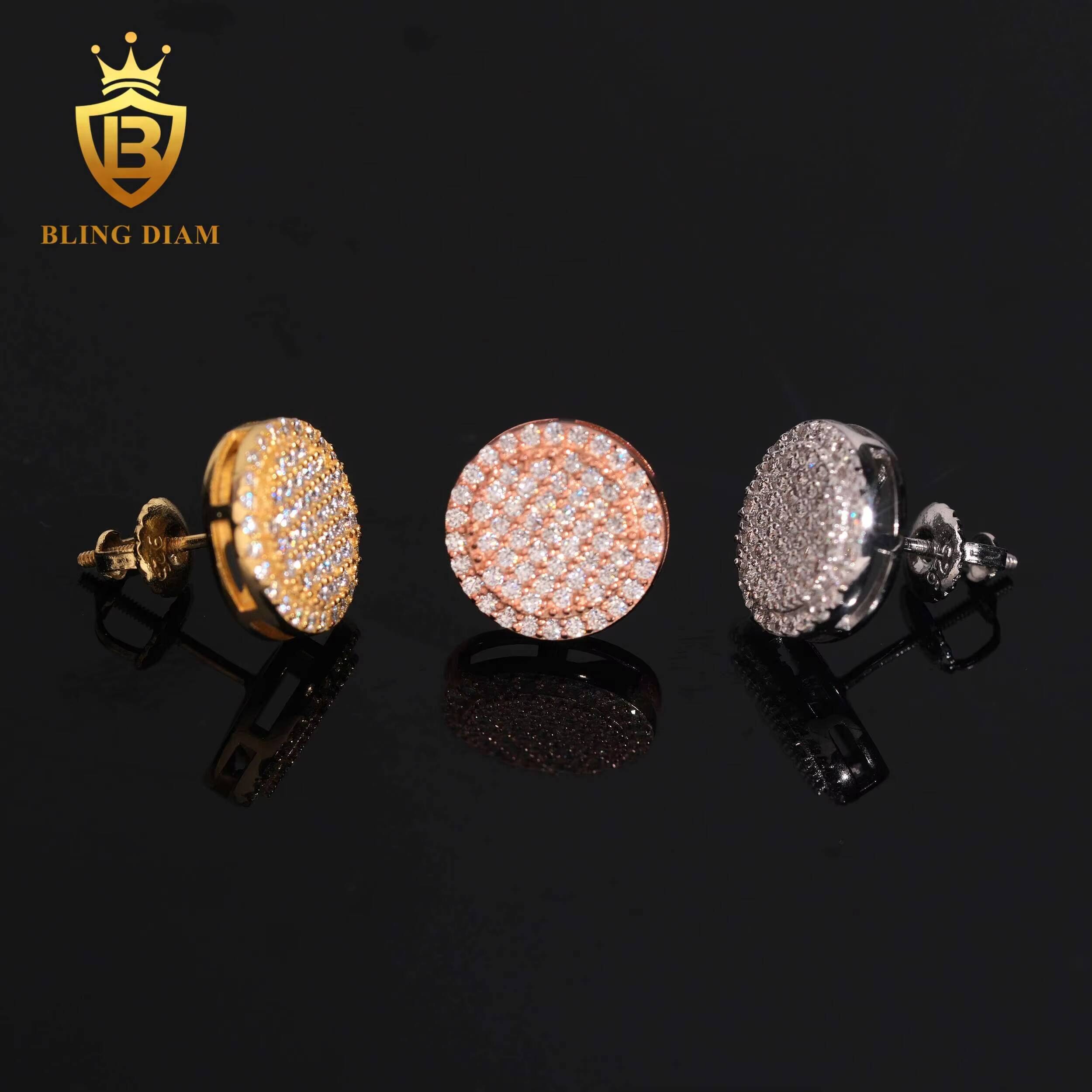 Luxury Jewelry Round Cut Vvs1 Moissanite Pass Diamond Tester 925 Sterling Silver Stud Earrings Drop Set for Men Women