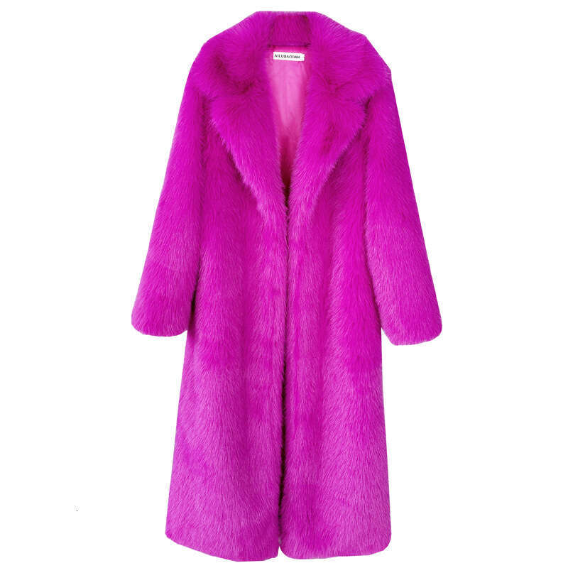 Imitation Toka fur coat, women's imitation fur, elongated suit collar, extra long winter women's coat jacket
