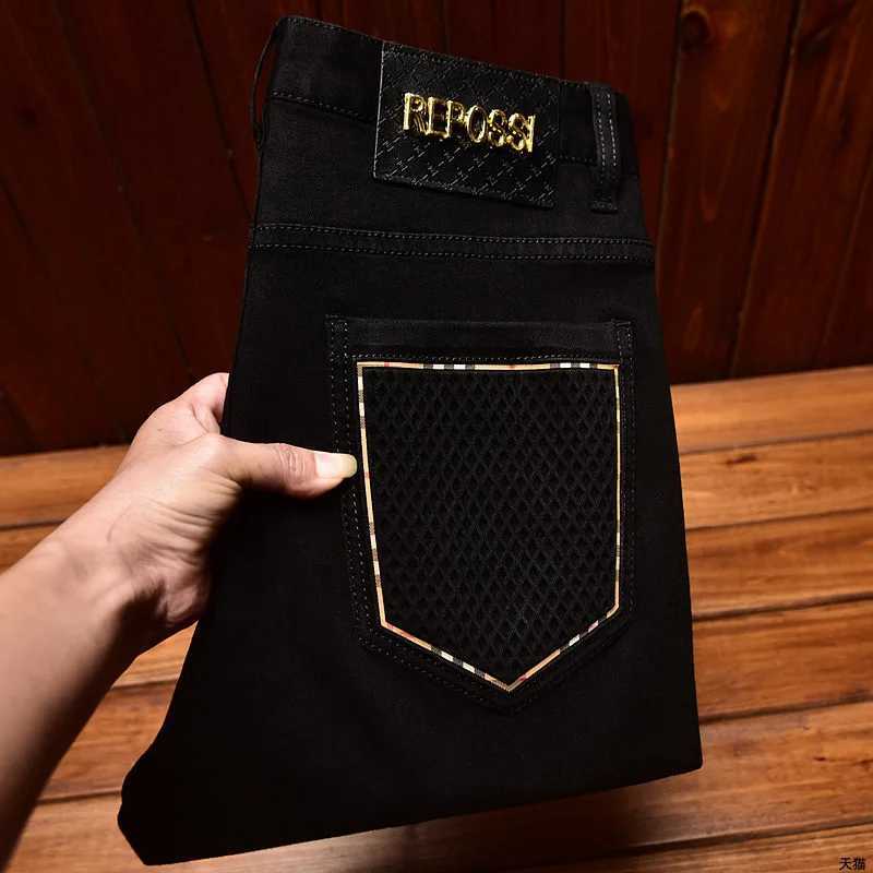 2024 New Light Luxury and Simplicity Black Jeans Mens Fashionable All-Match Straight Slim Fit Casual Trend Skinny Stretch Trousers X250812