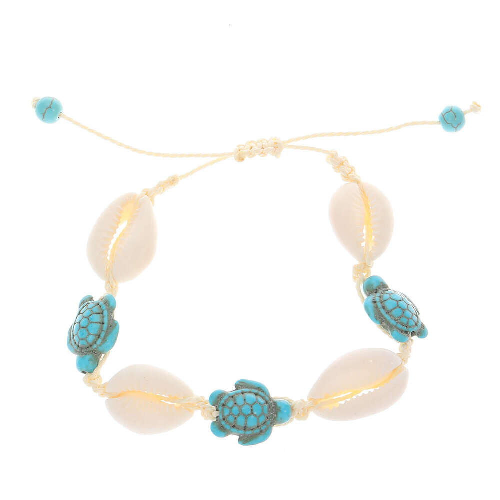 Summer Ocean Style Cartoon Shell Jewelry Set for Women Bohemian Creative Woven Sea Turtle Starfish Necklace Bracelet