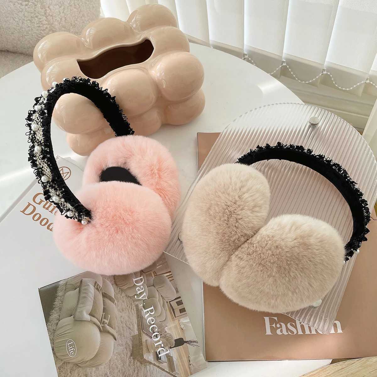 Luxury Women Winter Warm Real Rex Rabbit Fur Earmuffs Fashion Lady 100% Natural Fur Ear Muffs Thermal Girl Winter Accessories XJ250812
