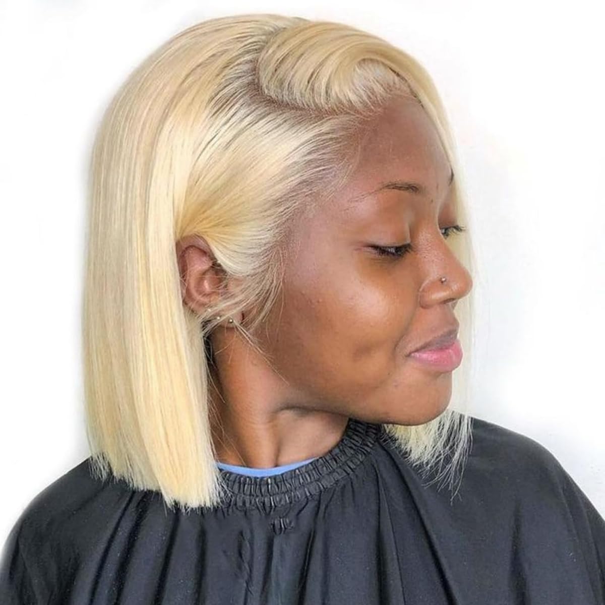 Blonde Bob Wig Human Hair Straight 613 Human Hair 12 Inch 180 Density 613 Blonde Suitable for All Hair Types 13x4 HD Transparent Lace Wigs for Women w