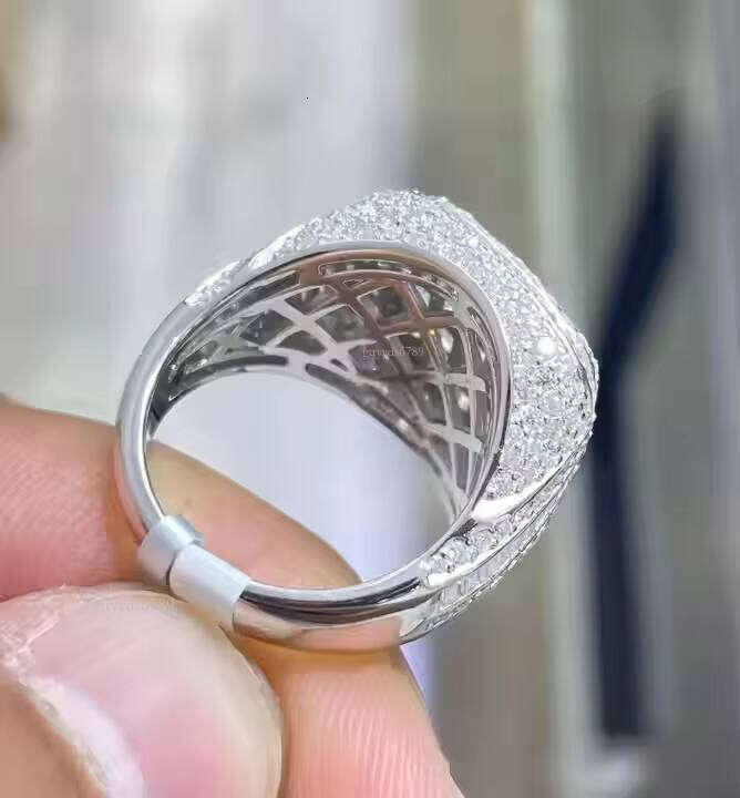 Sterling Sier Women's Engagement Ring with Round Long Stick Mosa Stone