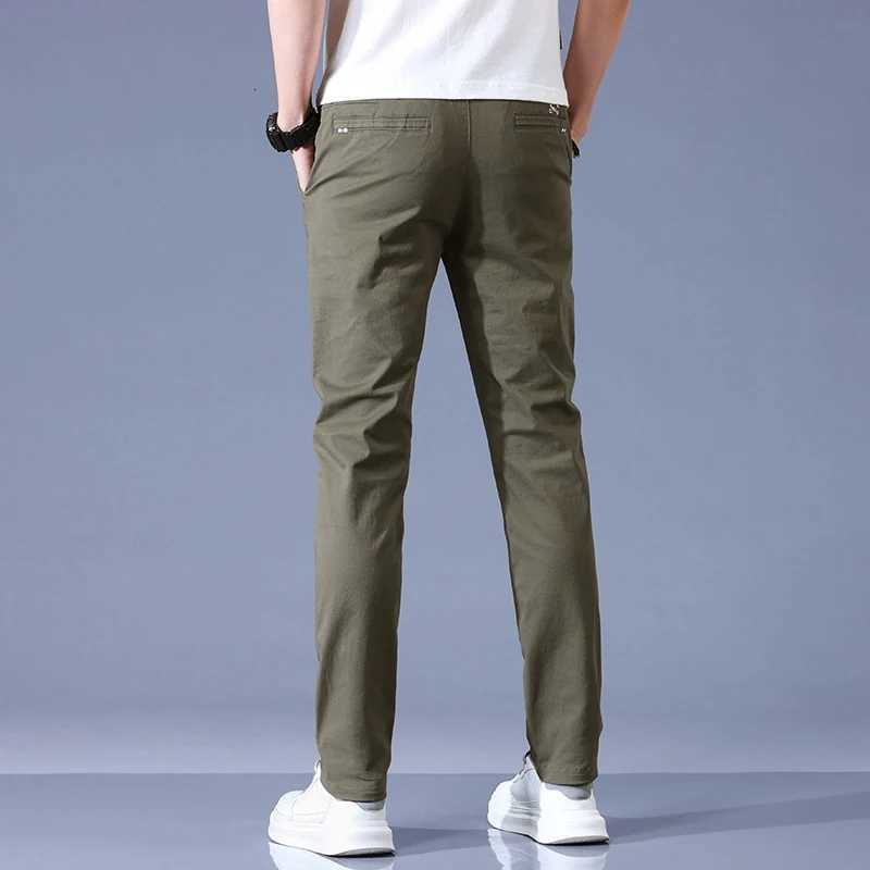 2025 New High Quality Mens Slim Casual Pants Mid-Waist Stretch Work Trousers Spring Summer Fashion Cotton Trousers Mens Clothing W250812