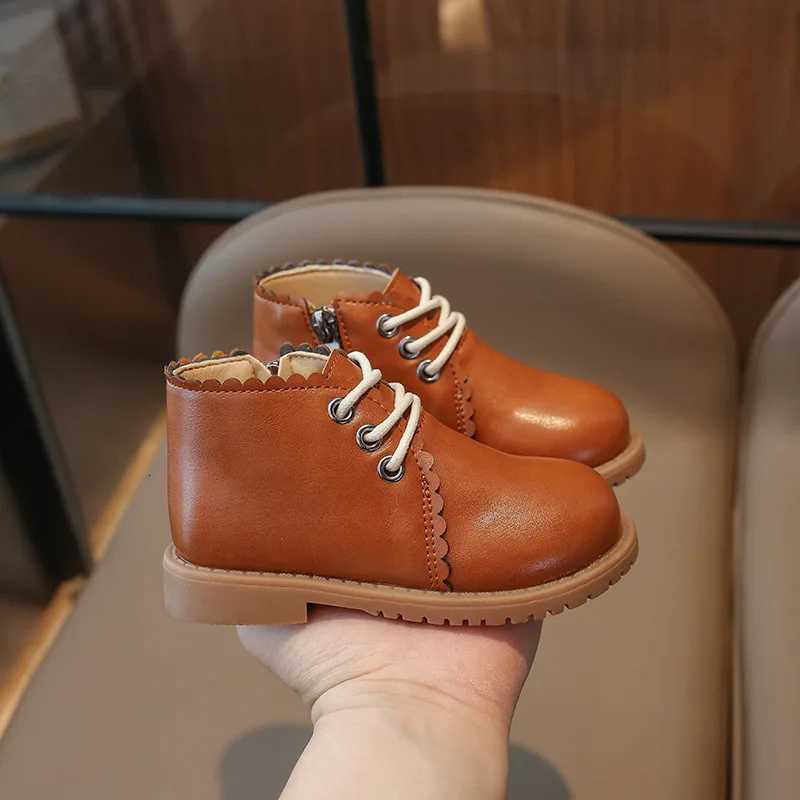 Autumn Winter New Kids Leather Shoes Girls Short Boots Single Fashion Children Girls Princess Shoes Trend J206 XJ250812