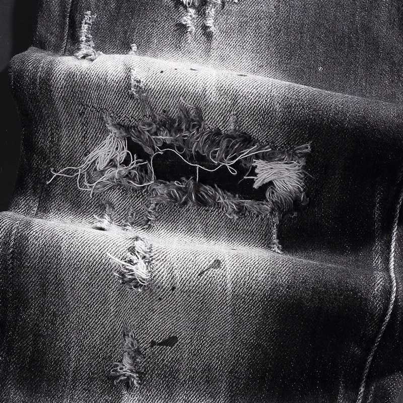 2023 Fashion New Black Gray Mens Jeans Scratch Painting Washed Water Nostalgic Stretch Slim Fit Jeans High Street Hip Hop B X250812